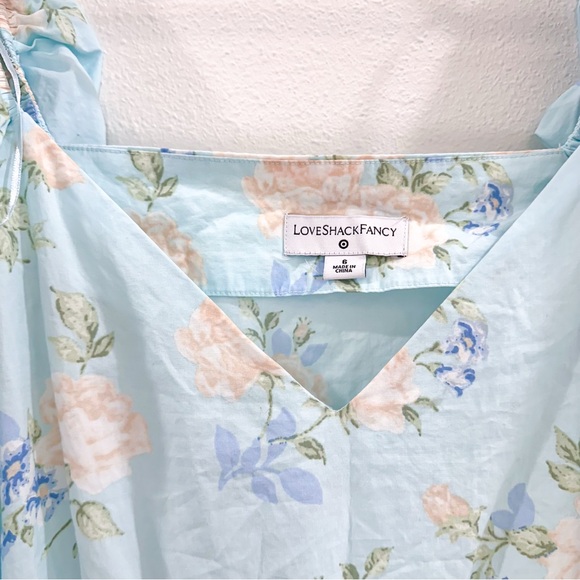 Loveshackfancy Estelle dress Off-Shoulder Blue Floral 6 Cotton - Picture 7 of 7